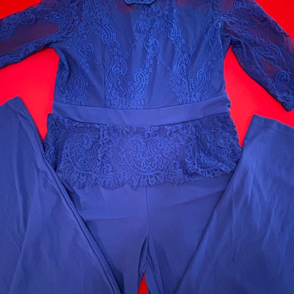 Blue Lace Detail Jumpsuit size XXL - Picture 12 of 15